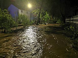 Hochwasser am Eschbach am 2. Mai 2025 Hochwasser am Eschbach am 2. Mai 2025
